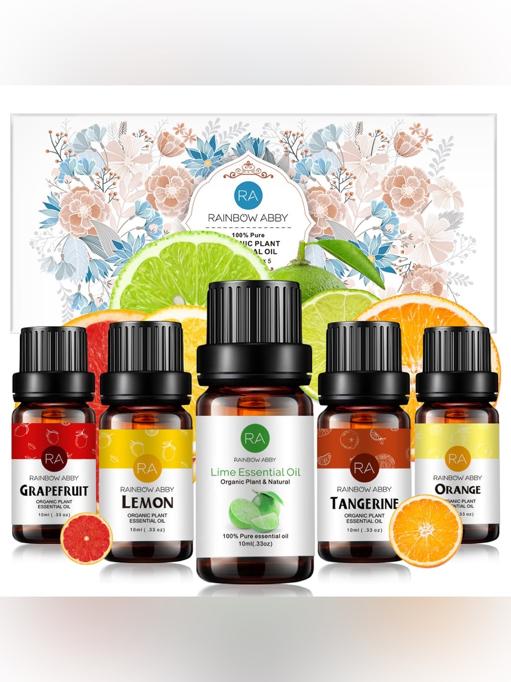 9-Piece Set (10ml each)
Rainbow Abby Organic Essential Oils– New In Box